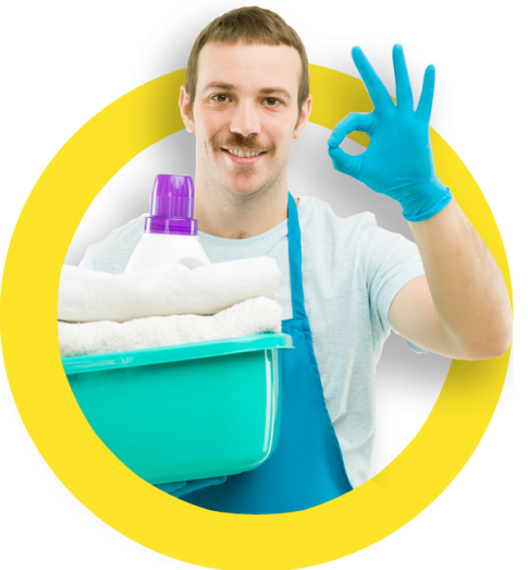 Person Showing guaranteed results of cleaning