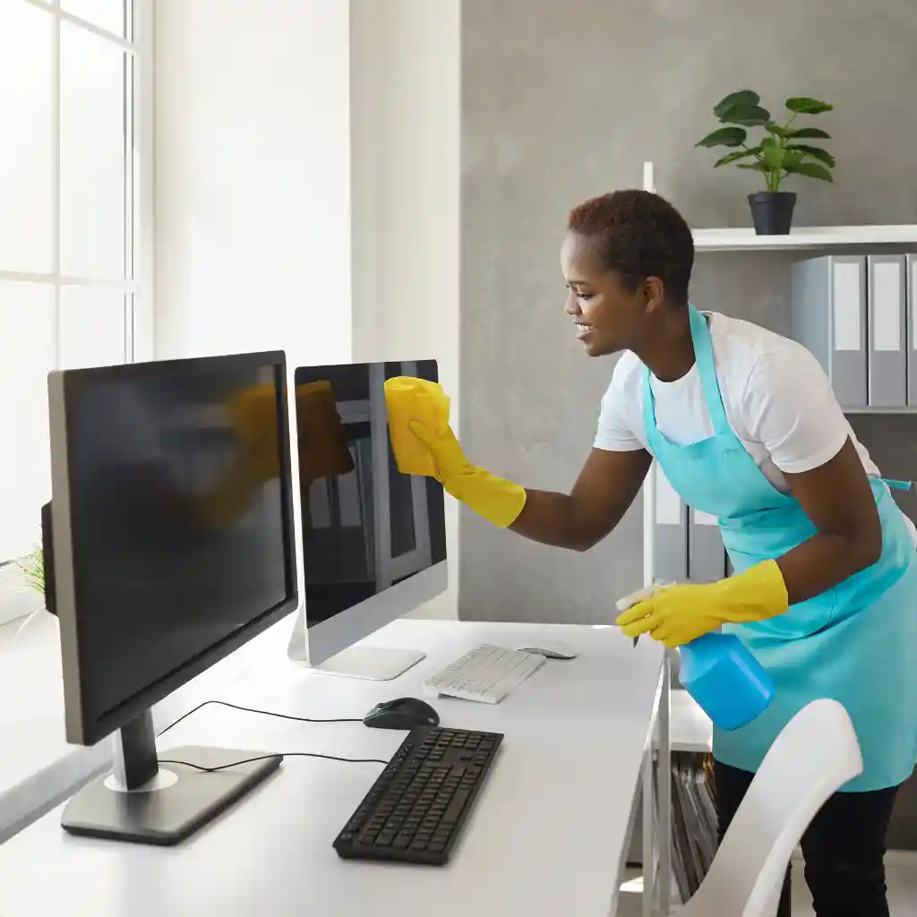 Professional commercial cleaning services in Miami for office electronics and LED screens