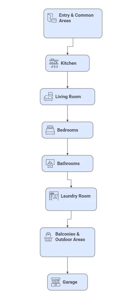 Detailed New Year deep cleaning checklist for Miami homes including kitchen, bathrooms, bedrooms, and living areas.Clean Couture LLC