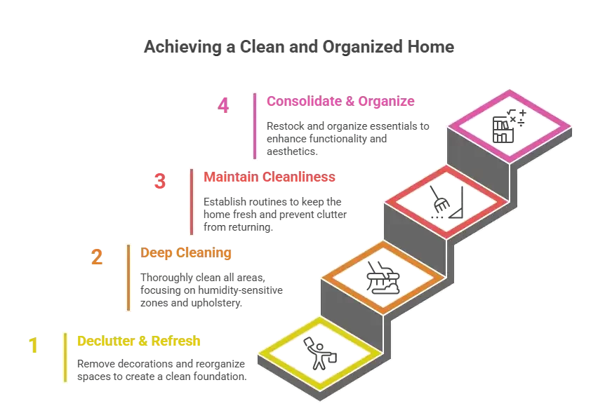 “Deep cleaning and maintenance tasks for Week 1,2,3 and 4 in a New Year home cleaning reset